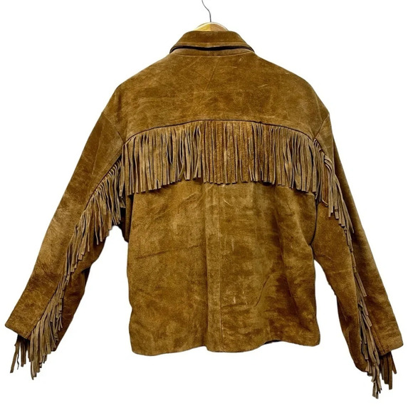 Men’s Suede Leather Fringed Western Jacket size XL - Picture 2 of 14